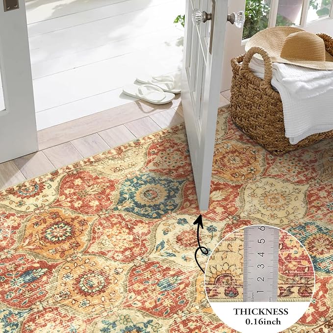 Lahome Moroccan Washable Round Rugs, Non-Slip Soft Round Rug 4ft Ultra-Thin | - Image 3