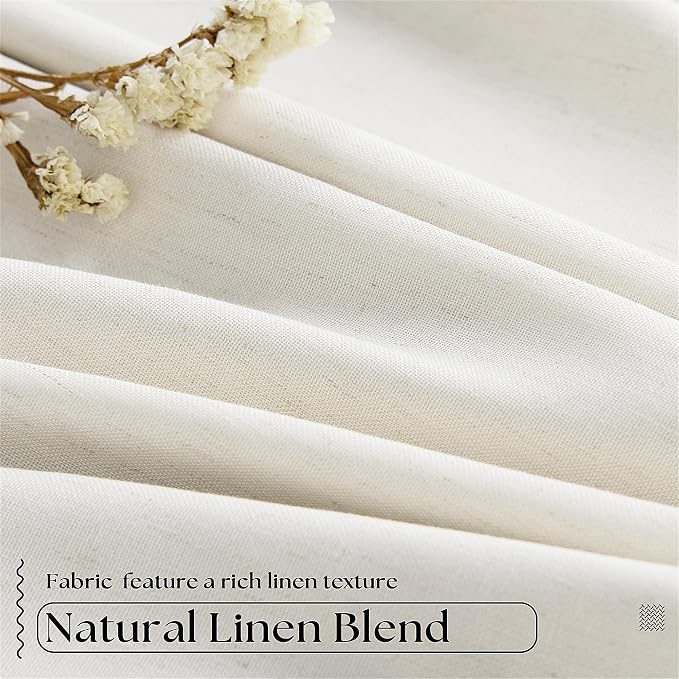 Natural Pinch Pleated Linen Blackout 105 Inch Curtains 2 Panels - Image 5