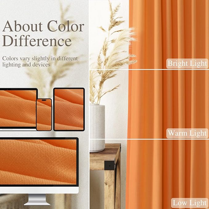 Nanspring Orange Linen Curtains - Image 3