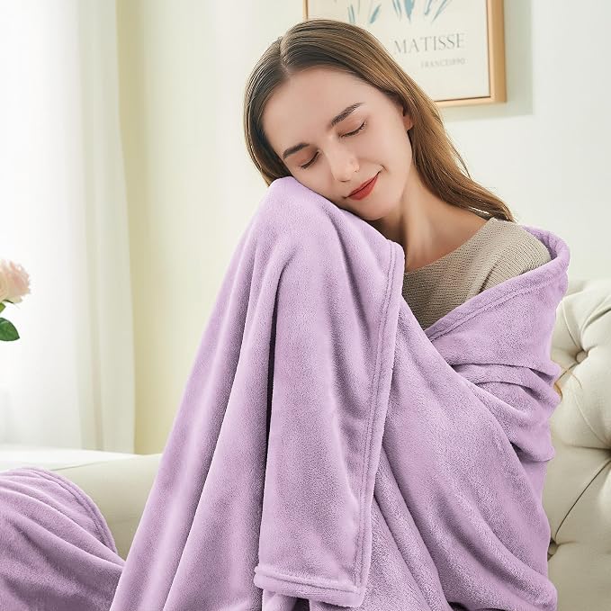 BEDELITE Fleece Blankets Queen Size Lilac Throw Blankets - Image 3