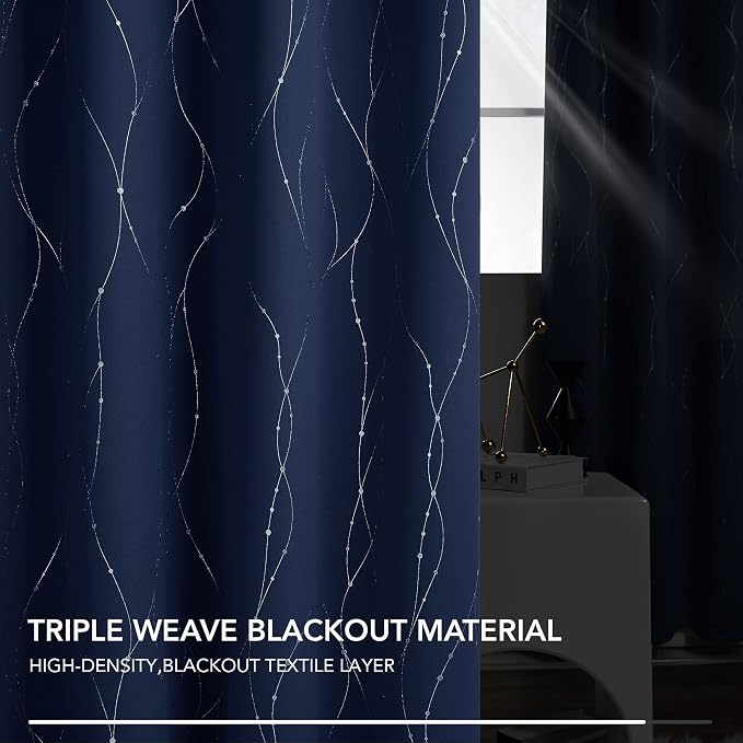 Deconovo Navy Blue Curtains, 38 x 84 Inch, Thermal Insulated Soundproof Privacy - Image 6