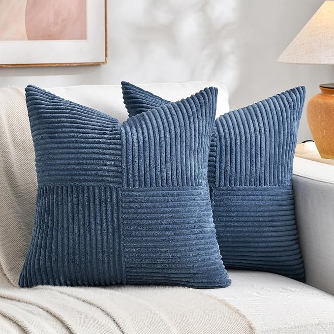Fancy Homi 2 Packs Dusty Blue Decorative Throw Pillow Covers 18x18 Inch by Fancy+Homi