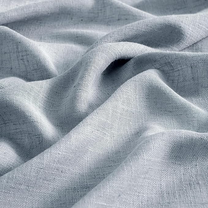 MIULEE Chambray Blue Linen Curtains 96 Inches Long 2 Panels - Image 4