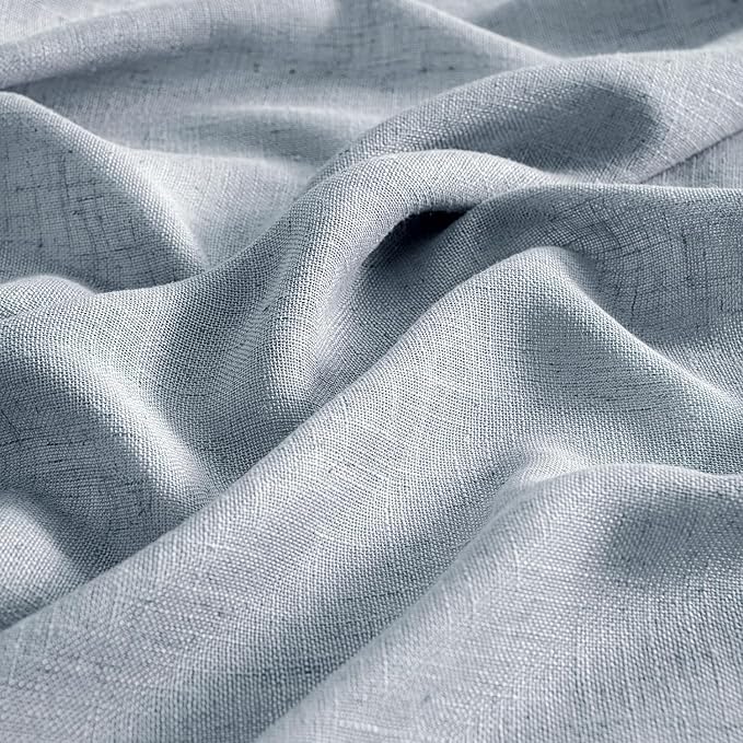 MIULEE Chambray Blue Linen Curtains 108 Inches Long 2 Panels - Image 4