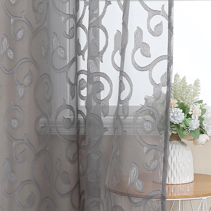 Furman Sheer White Curtains 45 Inch Length 2 Panels Set - Image 6