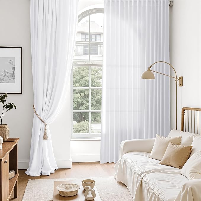 Snow White Linen Curtains 90 Inches Long - Image 6