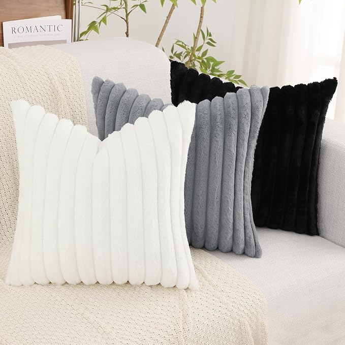 decorUhome Cozy Faux Fur Throw Pillow Covers 26x26 Set of 2 Decorative Soft - Image 7