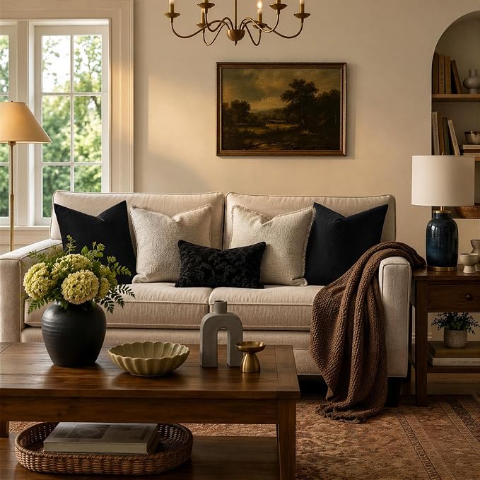 GIGIZAZA Black Velvet Pillow Covers 18x18 Decorative Pillows Pack of 2 | Throw - Image 2