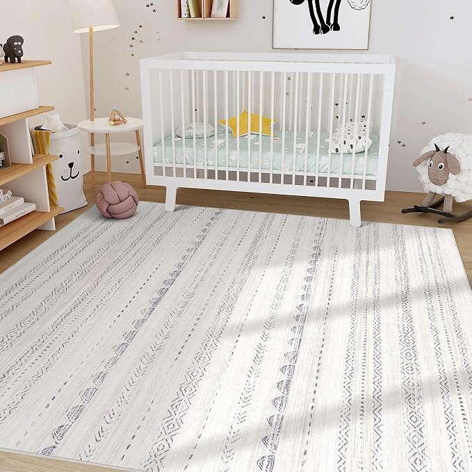 Nakagishi Area Rugs 9x12 Living Room: Washable Boho Large Neutral Modern Soft - Image 8