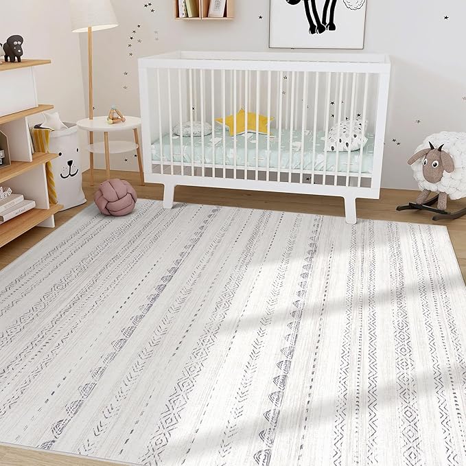 Nakagishi 8x12 Area Rugs Living Room: Washable Boho Large Neutral Soft - Image 7