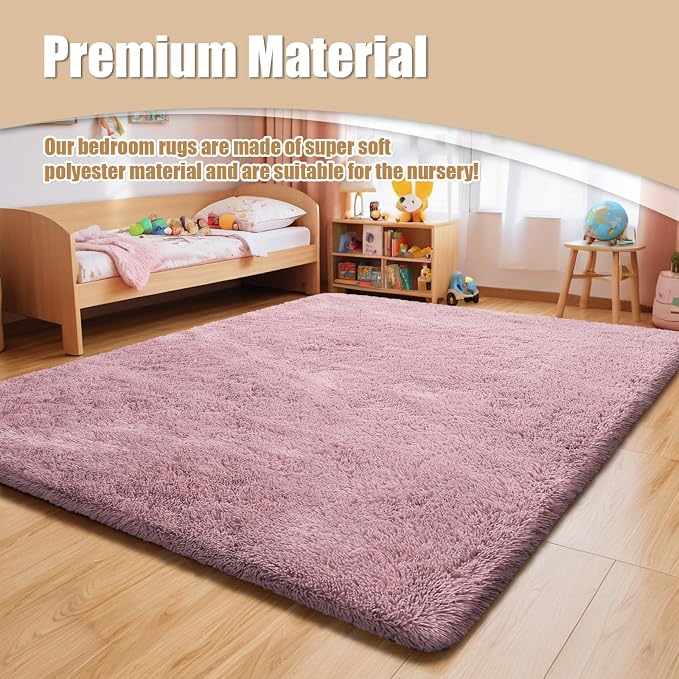 8x10 Fluffy Area Rugs for Living Room, Shag Area Rug for Bedroom, Blush Soft - Image 7