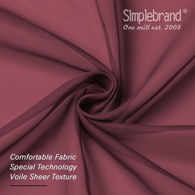 Simplebrand Red Sheer Curtains 96 Inches Long, Light Filtering Rod Pocket Solid - Image 8