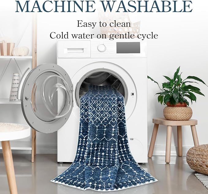 Lahome Moroccan Indoor Rugs for Entryway 2x3 Area Rug Non-Slip Backing Washable - Image 3