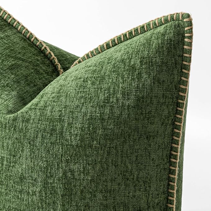 MIULEE Decorative Euro Sham Pillow Covers 24x24 Inch Forest Green 2 Pack | - Image 2