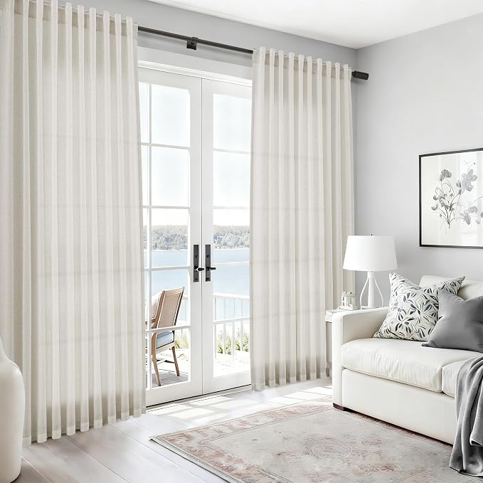 Mousse White Linen Curtains for Living Room 108 Inches Long Simple Modern Light - Image 6