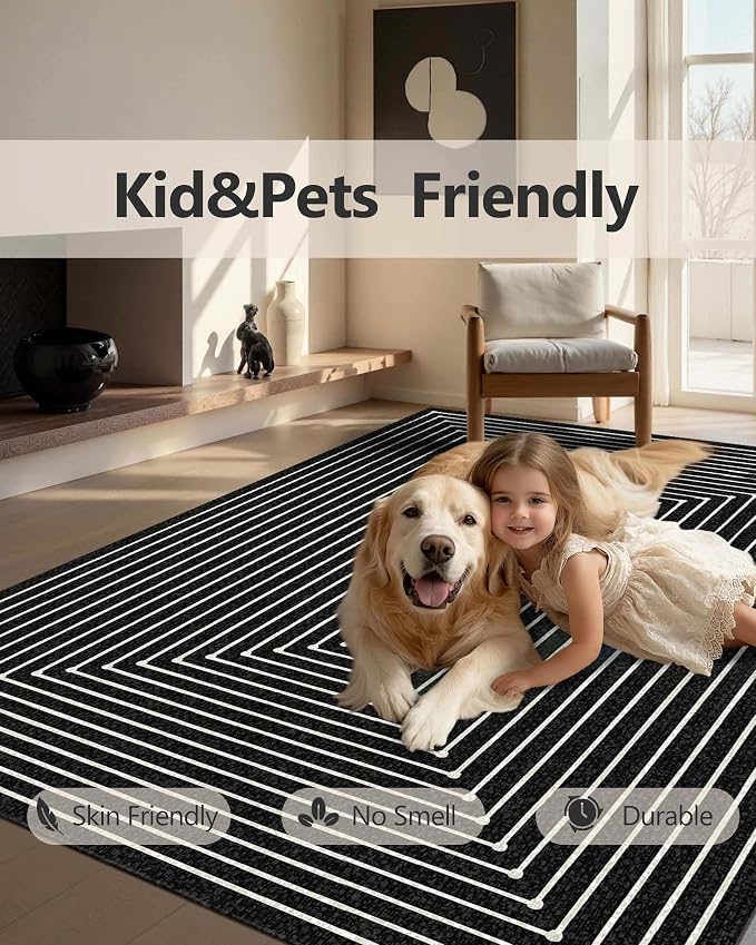Latte&Fog 9x12 Area Rug for Living Room, Extra Large Black Modern Abstract - Image 7