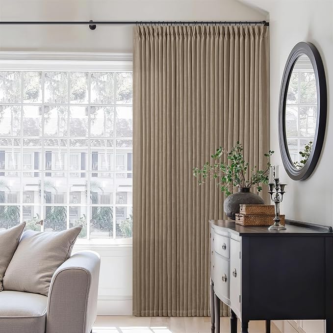 Latte Pinch Pleated Light Filtering Linen Curtains 84 Inch Length | Semi Sheer - Image 7