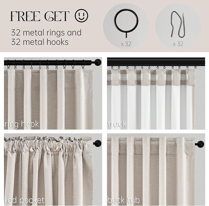 Long Curtains 108 inch Long 2 Panels, Total Blackout Curtain Wide Elegant - Image 4