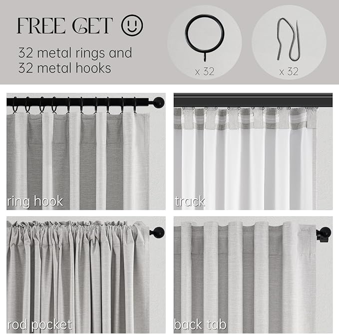 Topfinel 92 Inch Long Black Out Custom Drapery 2 Panels Neutral Blackout - Image 5