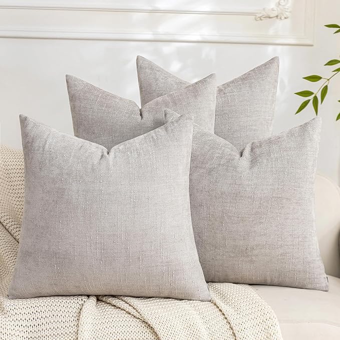 Set of 4 Soft Textured Decorative Throw Pillow Covers 18x18 Inch Cozy Farmhouse by Cozoomy