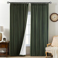 AUSSPVOCT Pinch Pleated 90 Inch Linen Curtains 100% Blackout by AUSSPVOCT