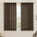 Dark Brown Linen Curtains 54 Inch Length 2 Panels by LAMIT