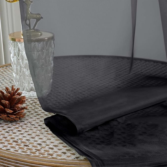 Black Sheer Curtains 72 Inches Long 2 Panels Set, Transparent Voile Sheer - Image 7