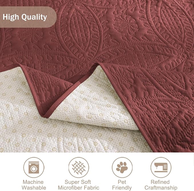 Quilted Red Sofa Slipcovers - Image 6