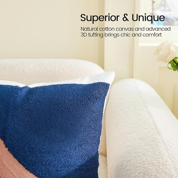 HOdo Home 2PCS 18x18 Inch Pillow Covers-Throw Pillow Cover,Tufted Boho Jacquard Pillow Covers,Farmhouse Decorative Pillow Cover,Pillow Cases for Couch,Sofa,Bed,Chair,Living Room,Home Decor