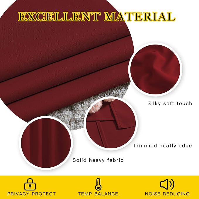 NICETOWN Red Kitchen Curtains for Christmas, Thermal Insulated Grommet Blackout - Image 4