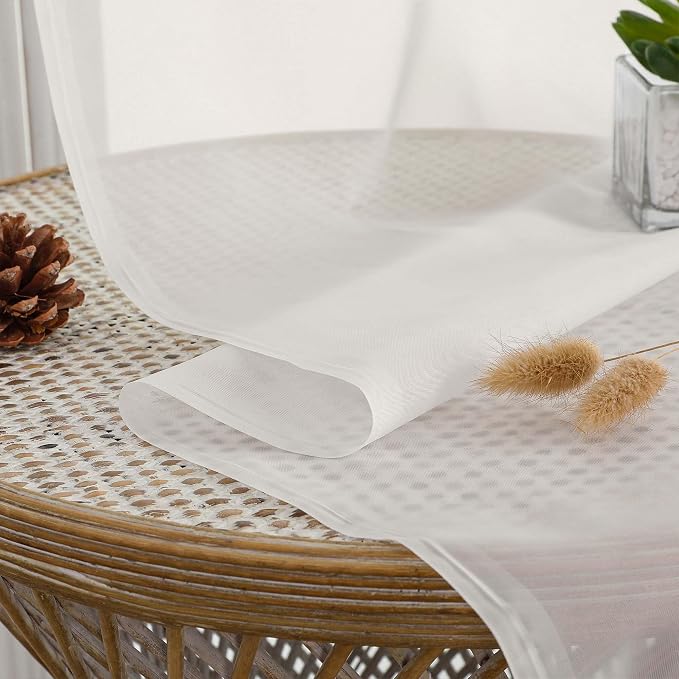 Chyhomenyc Extra Long Ivory Sheer Curtains 108 Inches Long 2 Panels, Light - Image 5