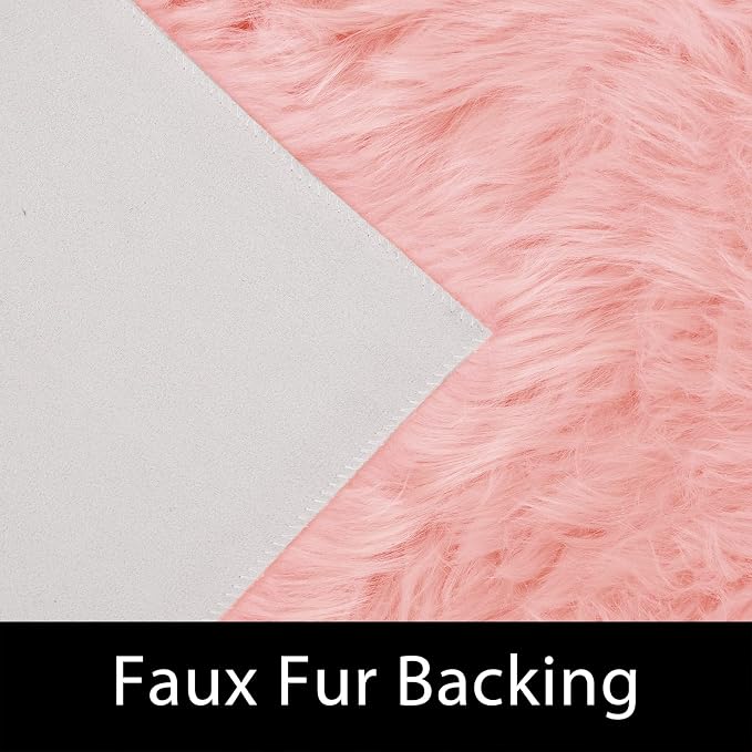 Latepis Pink Area 8x10 Shaggy Faux Sheepskin Fur Rug - Image 4