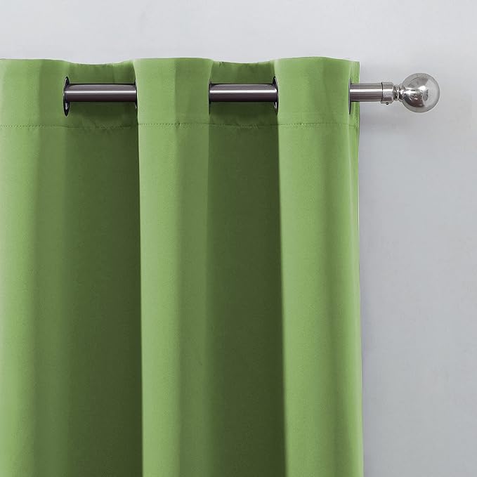 Blackout Curtains 52 x 63 inch/Light Green Curtains Set of 2 Panels/Thermal - Image 7