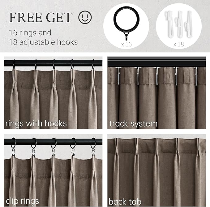 Pinch Pleated 92 Inch Curtains 2 Panels - Image 3