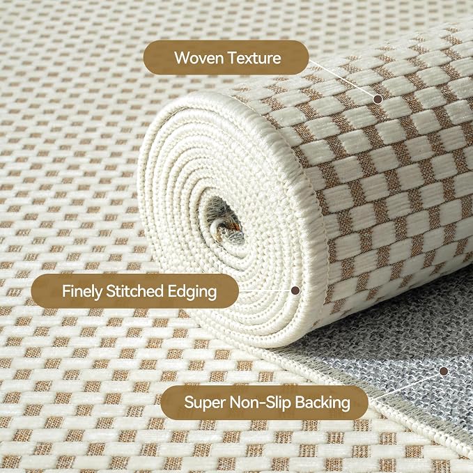 Kitchen Runner Rug Mat Non Slip Hallway Runner Washable Beige 2x6 ft | Boho - Image 5