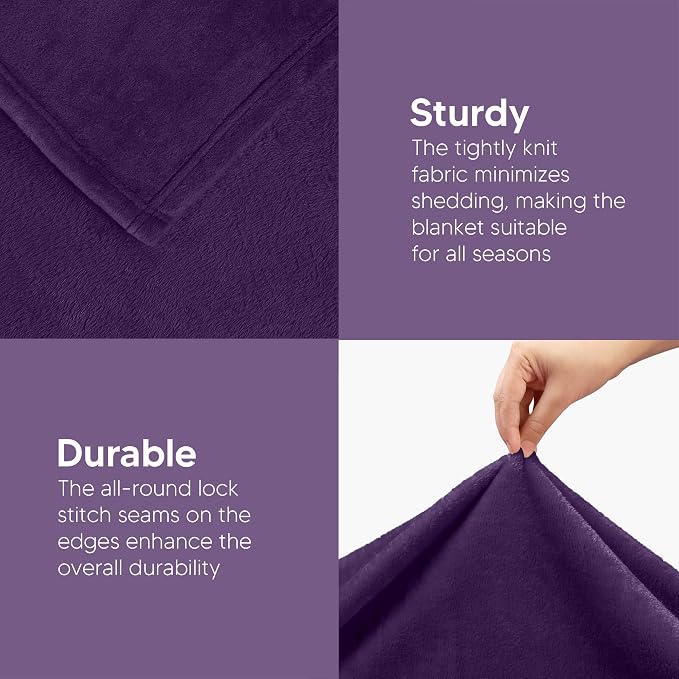 Utopia Bedding Ultra Soft Fleece Bed Blanket King Size Purple | Microfiber - Image 5