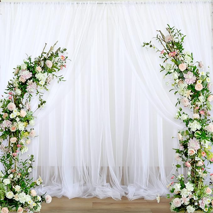 White Sheer Tulle Backdrop Curtains - Image 2