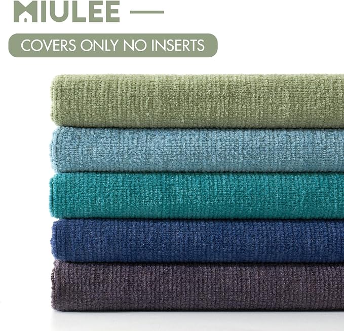 MIULEE Smoke Blue Chenille Couch Throw Pillow Covers, 18x18 | Set of 2 - Image 8