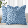 decorUhome Throw Pillow Covers 20x20 Inch Set of 2, Soft Plush Faux Wool Blue by decorUhome