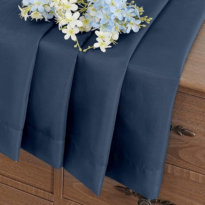 Navy Blue Small Sheer Curtains Tier 24 Inches Length 2 Pieces, Light Filtering - Image 6
