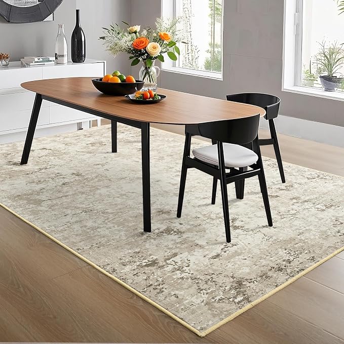 Toneed Abstract Area Rug 7x10 Modern Washable Rug Soft Non Slip Rug Low Pile - Image 4