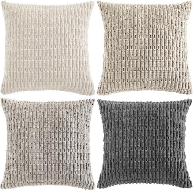 Fancy Homi Set of 4 Grey and White Decorative Throw Pillow Covers 18x18 Inch - Image 9