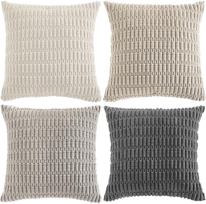 Fancy Homi Set of 4 Grey and White Decorative Throw Pillow Covers 20x20 Inch - Image 9