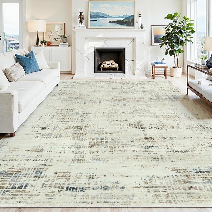 10x14 Area Rugs for Living Room Washable Rug: Anti-Skid Abstract Modern Living by Crority