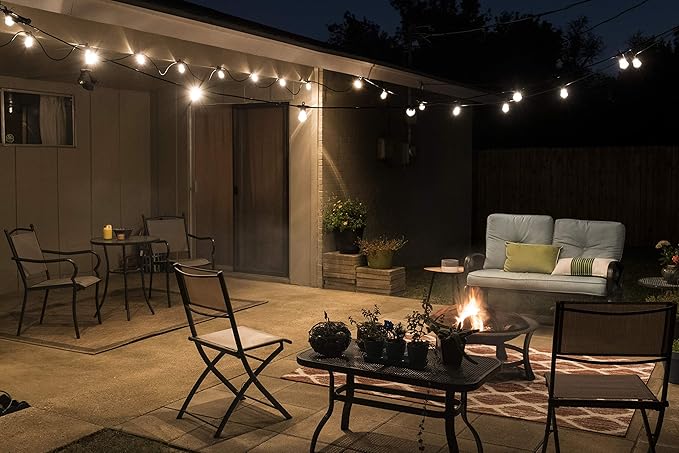 Enbrighten LED Bistro Outdoor String Lights, 48ft, 24 Shatter Resistant Lifetime Bulbs, 2200K Warm White, Weather Resistant, Indoor/Outdoor, Commercial Grade, Perfect for Backyard, Porch, Patio, 38357