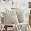 Fancy Homi 2 Packs Neutral Taupe Decorative Throw Pillow Covers 20x20 Inch by Fancy+Homi