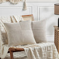 Fancy Homi 2 Packs Neutral Taupe Decorative Throw Pillow Covers 20x20 Inch by Fancy+Homi