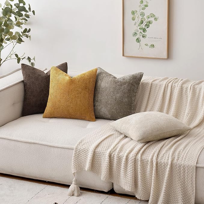 MIULEE Pack of 2 Couch Throw Pillow Covers 16x16 Inch Neutral Dark Brown Boho - Image 3