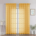 Chyhomenyc Gold Sheer Curtains 84 Inch Length 2 Panels Set, Light Filtering by Chyhomenyc
