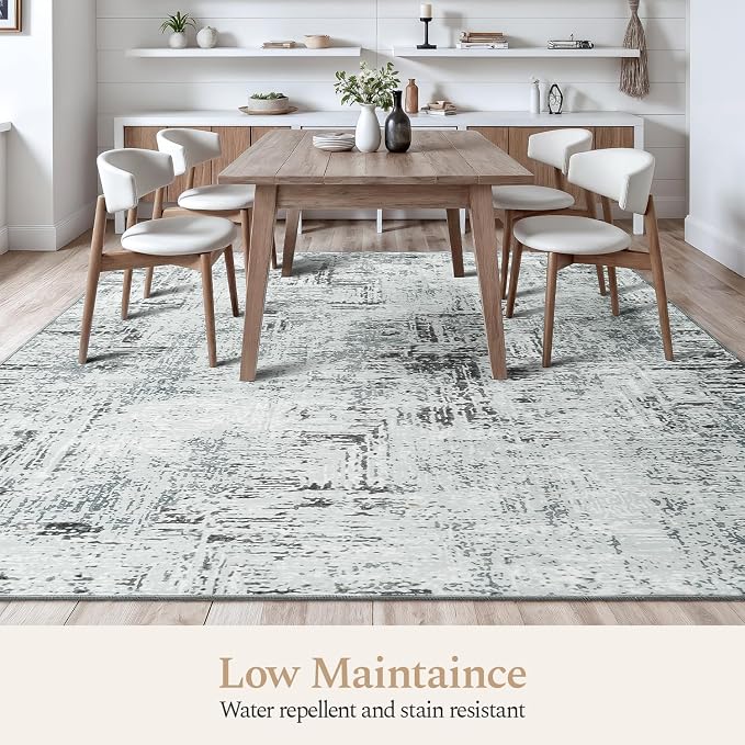Rugflix 5x7 Washable Area Rugs, Neutral Boho Carpet Living Room Rug Non Slip - Image 3